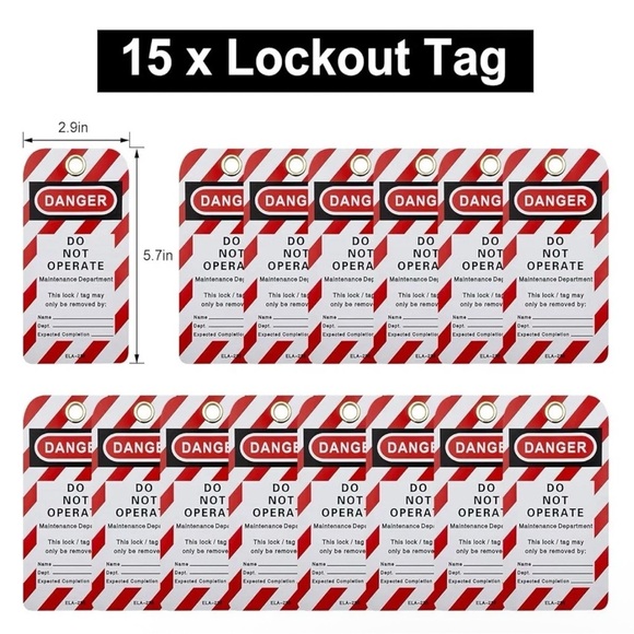 Electrical Lockout Tagout Kit OSHA Compliant Circuit Breaker Lockout Safety (NEW - Picture 6 of 6